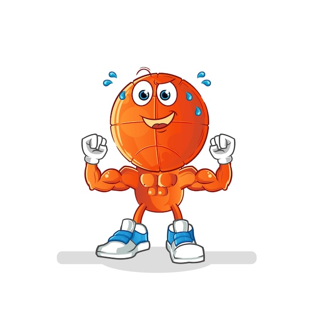 basketball head cartoon muscular. cartoon mascot vector