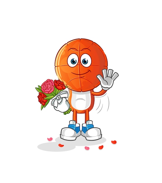 Basketball head cartoon with bouquet mascot cartoon vector
