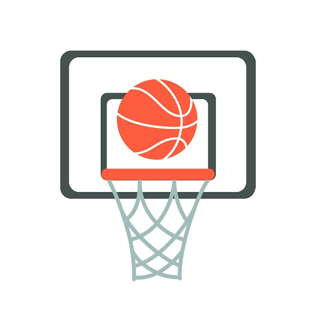 Vector basketball hoop, basket, net, ball. flat vector illustration.