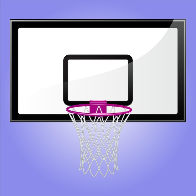 Vector a basketball hoop with a white screen and the word basketball on it