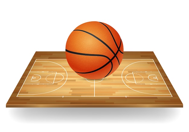 Basketball icon - ball on a wooden court.