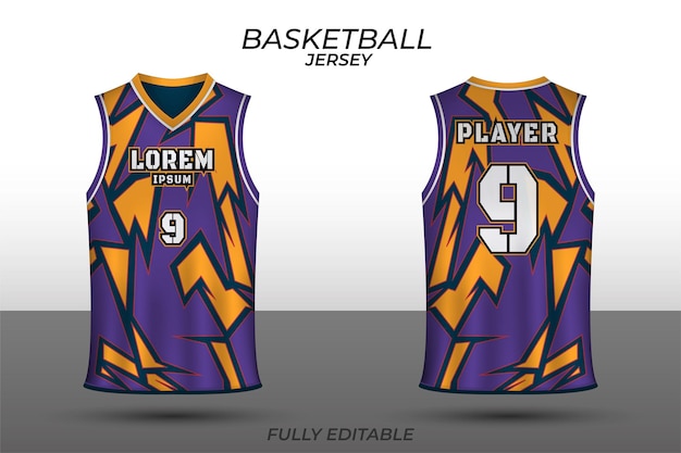 Modello di design della maglia da basket. uniforme davanti e dietro. maglia sportiva vettore.