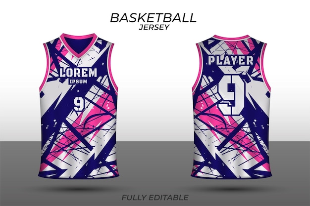 Modello di design della maglia da basket. uniforme davanti e dietro. maglia sportiva vettore.