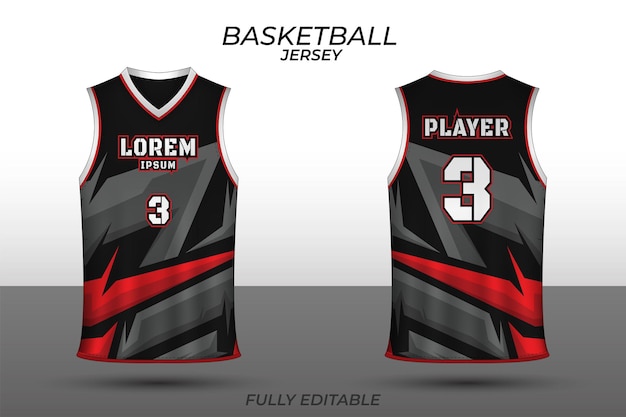 Modello di disegno della maglia da basket uniforme davanti e dietro maglia sportiva