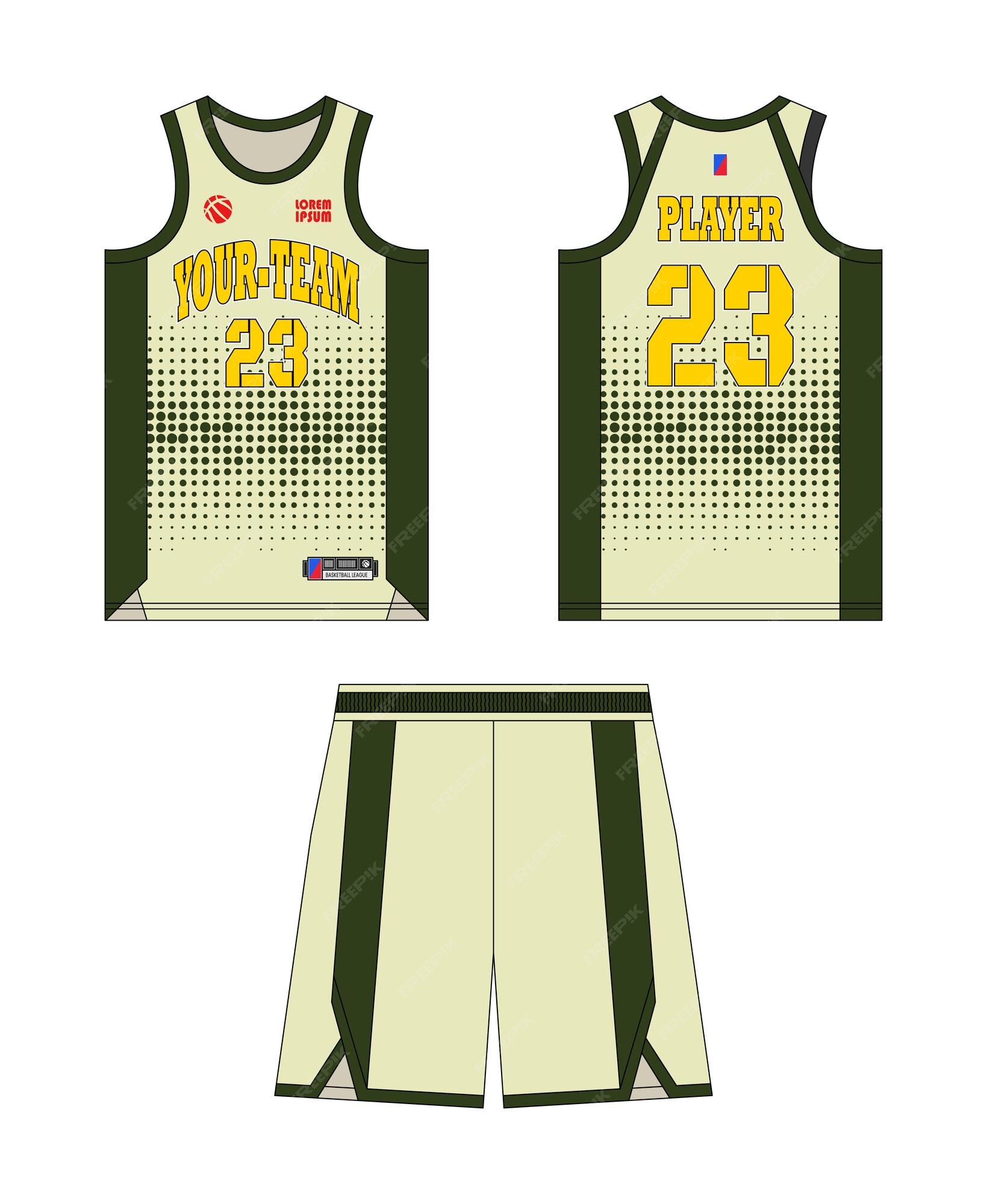 Yellow Basketball Jersey Or Sport Uniform Template Design For Basketball  Club Front And Back View Sport Tshirt Design Tank Top Tshirt Mock Up With  Basketball Flat Design Vector Stock Illustration - Download