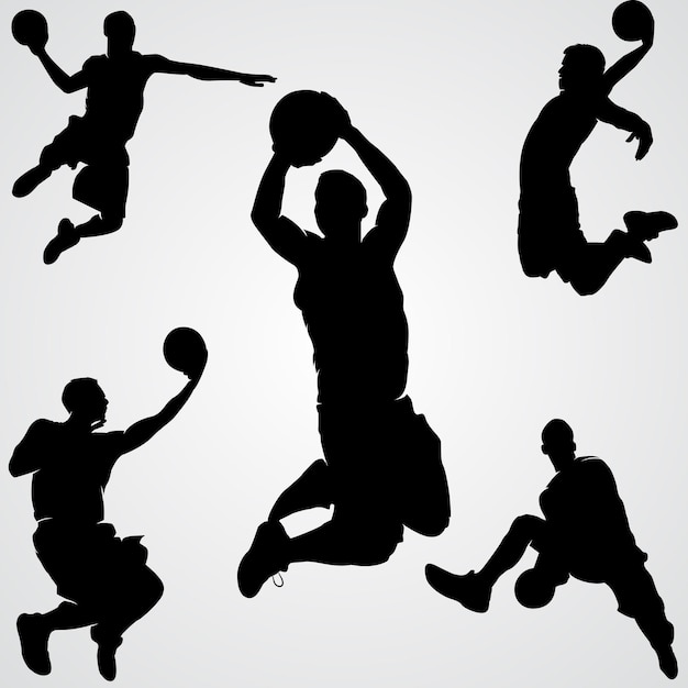 Vector basketball jumping plater silhouette pack