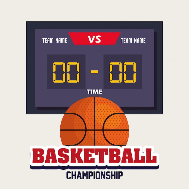 Vector basketball , label, design of basketball ball, ball and score board