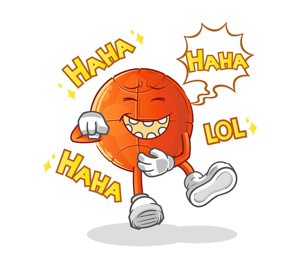 Vector basketball laugh out loud character. cartoon mascot vector