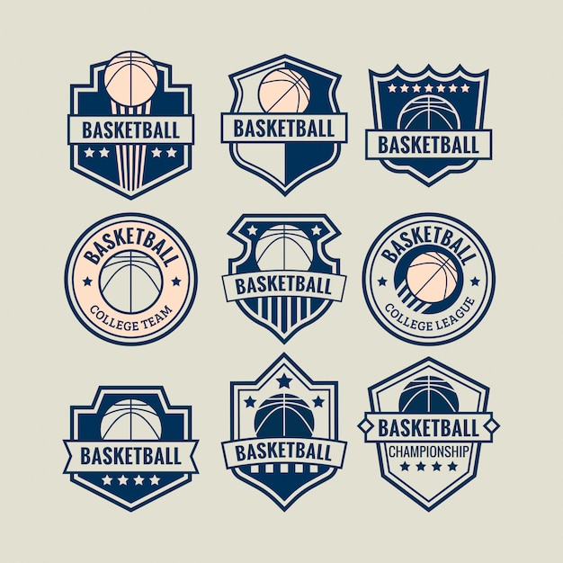 Basketball logo set  for championship game event or college team