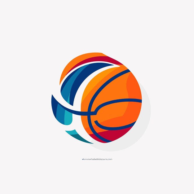 A basketball logo with a basketball in the middle.