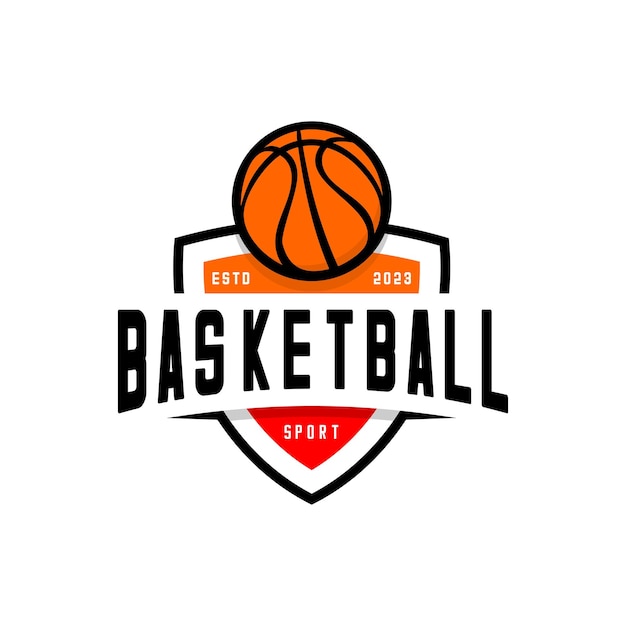 Logo del basket con sfondo di scudo