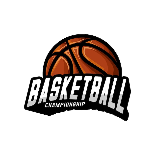 A basketball logo with the word basketball on it