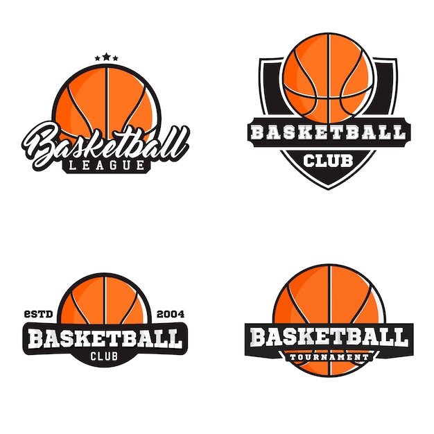 Basketball logos in modern style. League, club and tournament themed logos.