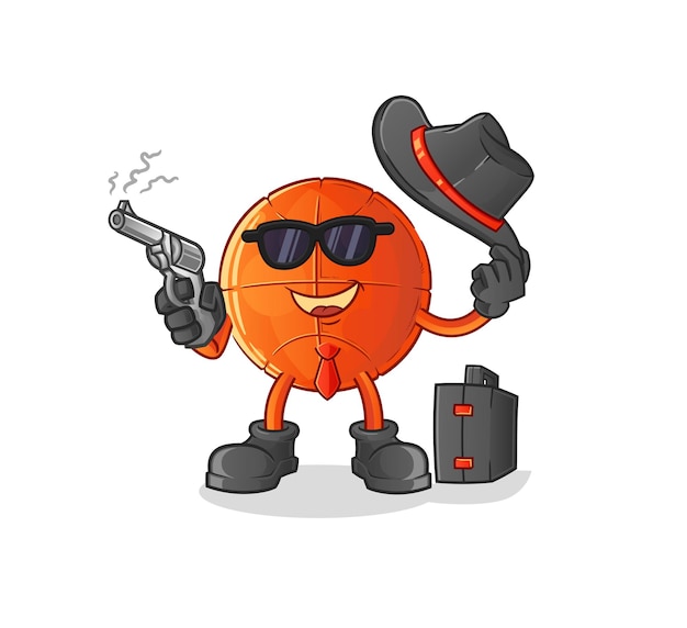 Basketball mafia with gun character. cartoon mascot vector