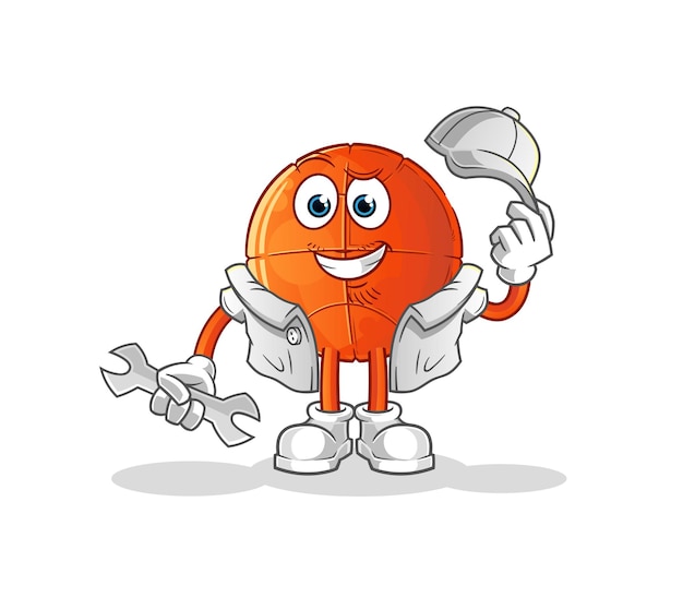 Basketball mechanic cartoon. cartoon mascot vector