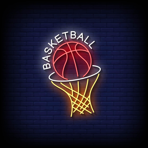 Basketball Neon Signs Style Text Vector