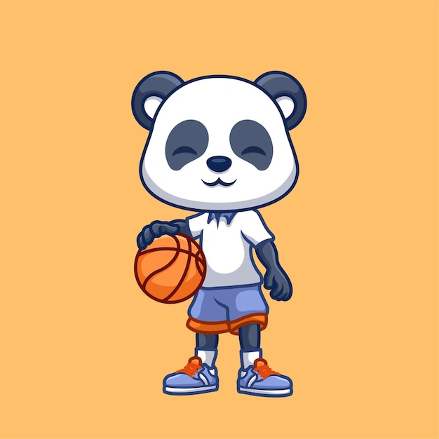 Vettore panda cartoon carino di pallacanestro