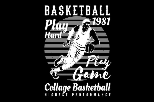 Basketball play hard silhouette design