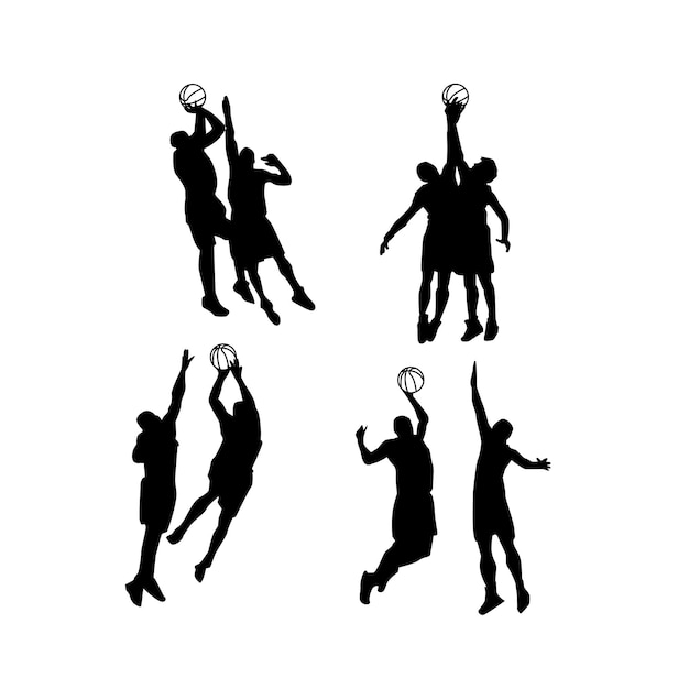 Basketball Player Blocking Opponent Silhouette