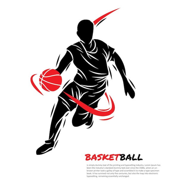 A basketball player doing dribble ball in simple shape Sport illustration for logo