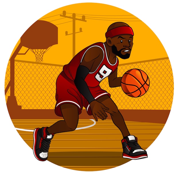 Basketball player dribbling the ball