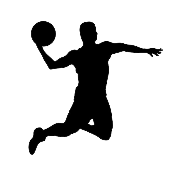 Вектор Баскетбол игрок прыжок силуэт фигуры спортсмена иллюстрации значок спортивной игры