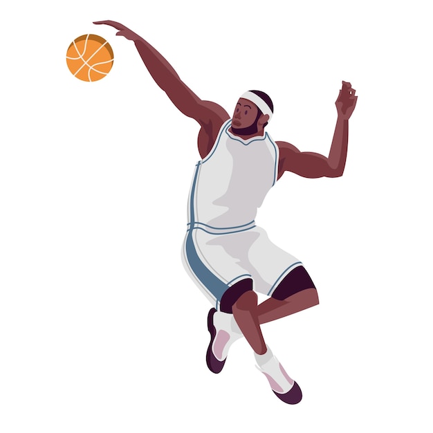 Basketball player jumping playing attack. vector illustration