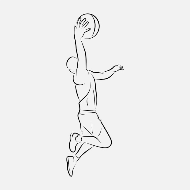 Basketball Player Line Art