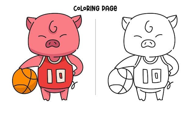 Vector basketball player pig