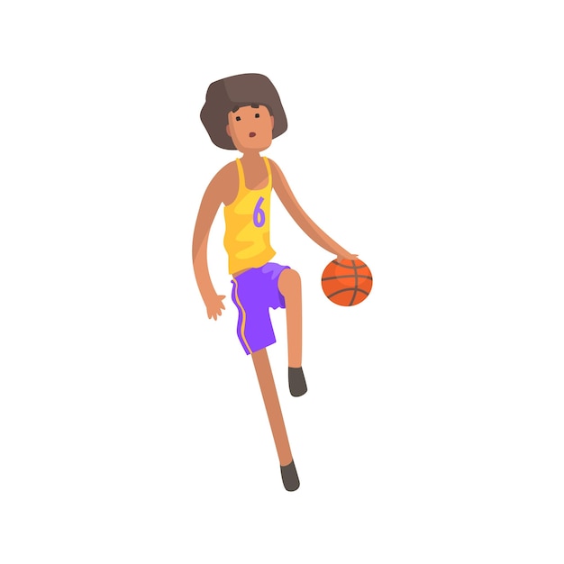 ボールを持って走るバスケットボール選手のアクションステッカー