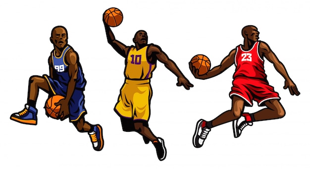 Vector basketball player set