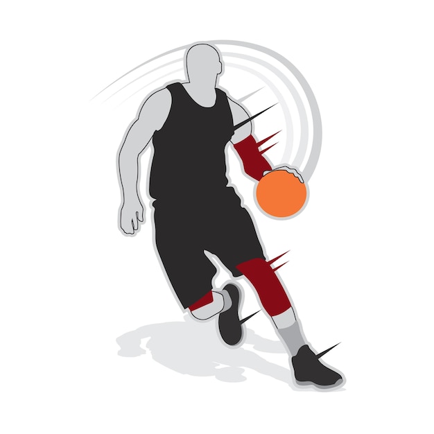 Vector basketball player shape silhouette vector set action pose