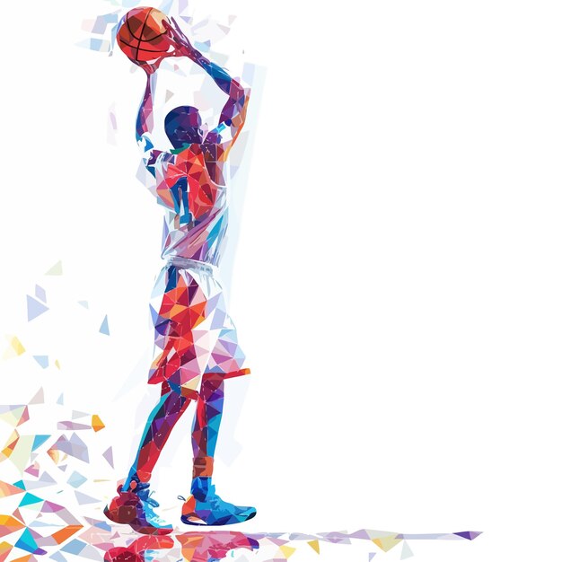 Vettore basketball_player_shooting_ball_low_polygonal_vector