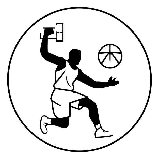 Vector basketball player with ball of basketball player in action