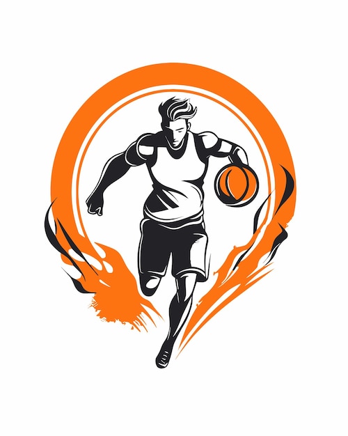 A basketball player with a fireball in his hand.