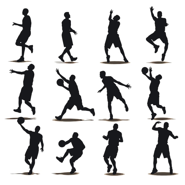 Basketball players silhouettes pack