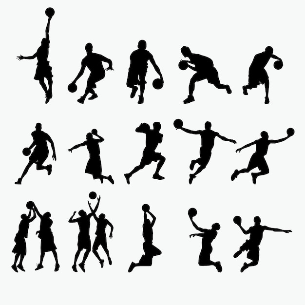 Basketball players silhouettes