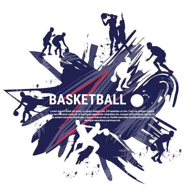 Banner di pallacanestro di giocatori sportivi sportivi