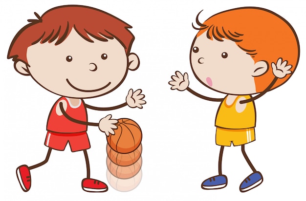 Vector basketball players on white background