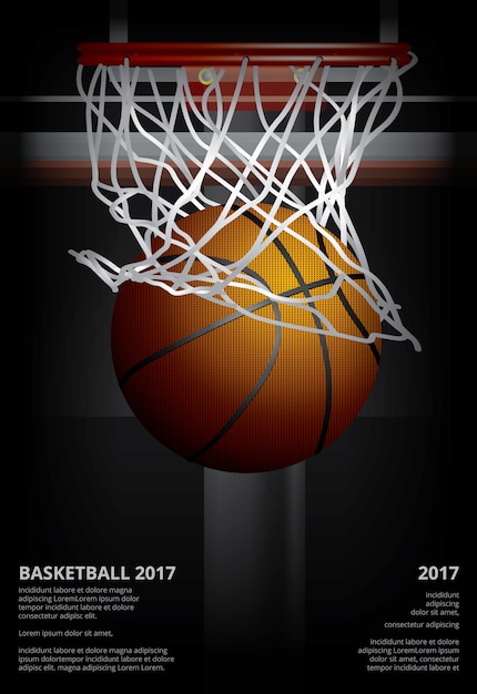 Basketball Poster Advertising Vector Illustration