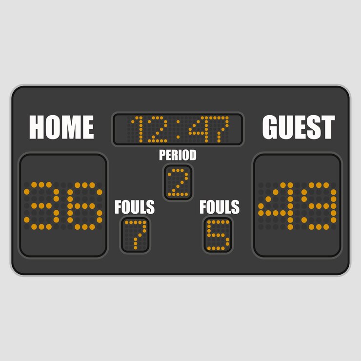 Vector basketball scoreboard icon on grey background