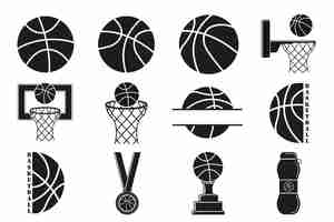 Vector basketball silhouette bundle basketball vector bundle basketball illustration sports vector