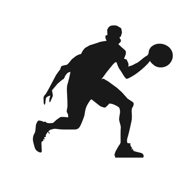 Basketball silhouette player isolated vector silhouette ink drawing