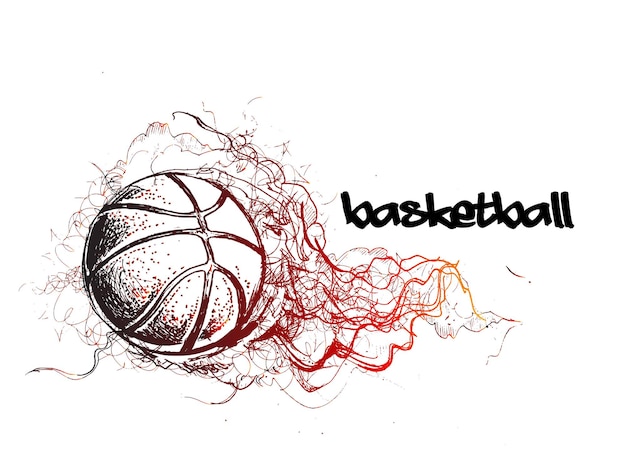 Vector basketball sketch with smokey wave design vector illustration