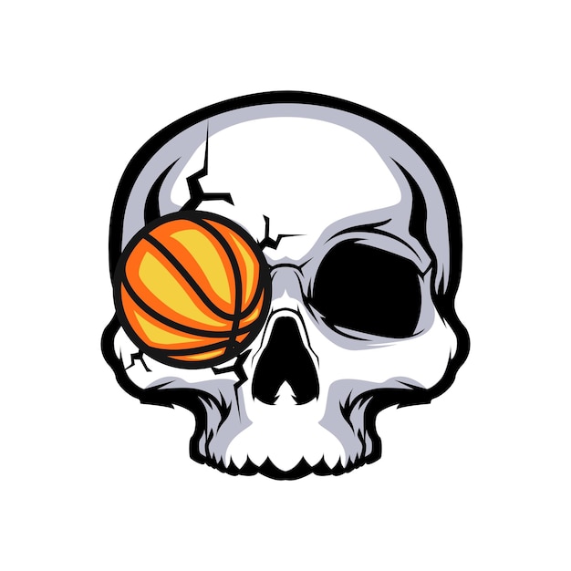 Illustrazione del logo della mascotte del teschio di pallacanestro