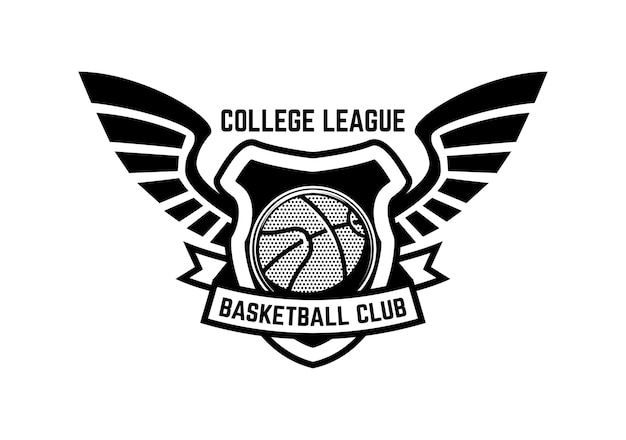 Basketball sport emblem with wings