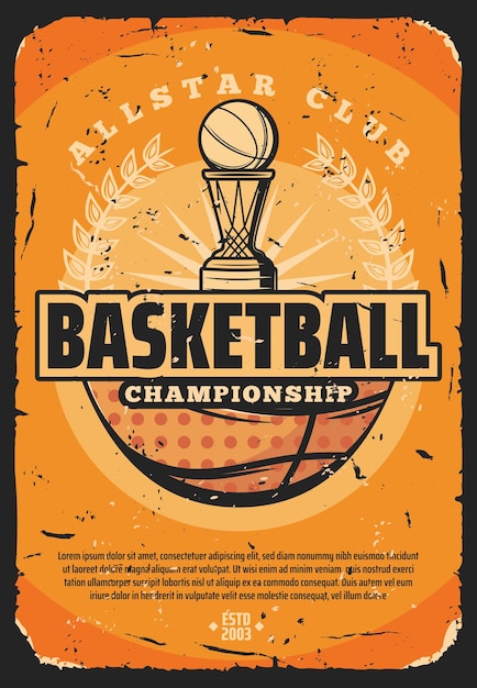 Vector basketball sport game ball and trophy