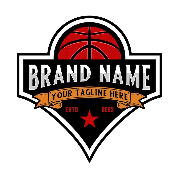 वेक्टर basketball sport logo with vintage style ornaments perfect for basketball teams