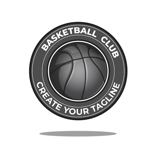 Vector basketball sport team club league logo with shield and ball