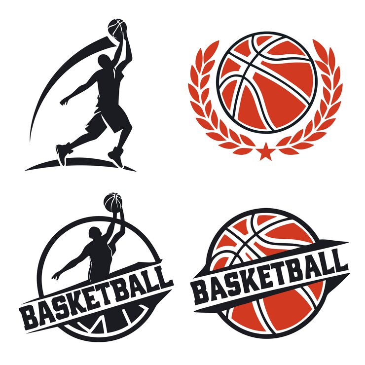 Vector basketball sports club logo template bundle for tournament or sports team